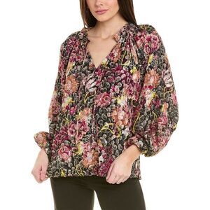Kobi Halperin August Paisley Print Jacquard Blouse in Fire Multi Size‎ S